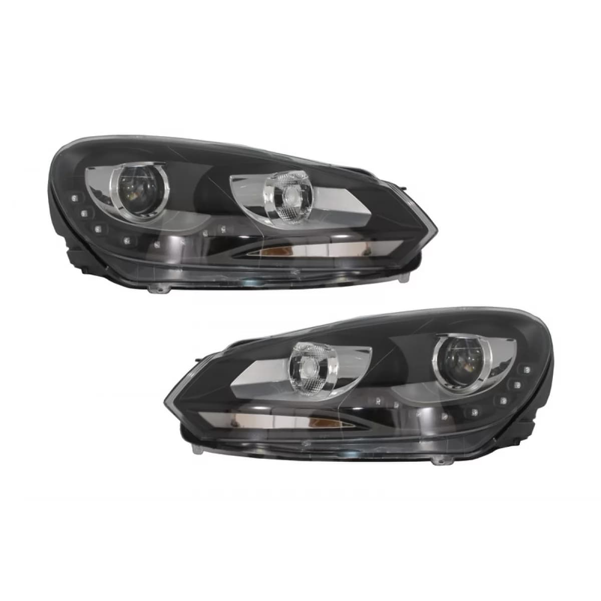 LED DRL Headlights suitable for VW Golf 6 VI (10.2008-2012) Black