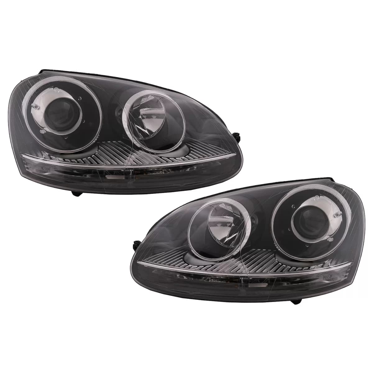 Xenon Look Headlights RHD suitable for VW Golf 5 V Mk5 (2003-2007) Jetta (2005-2010) GTI R32 Chrome Edition