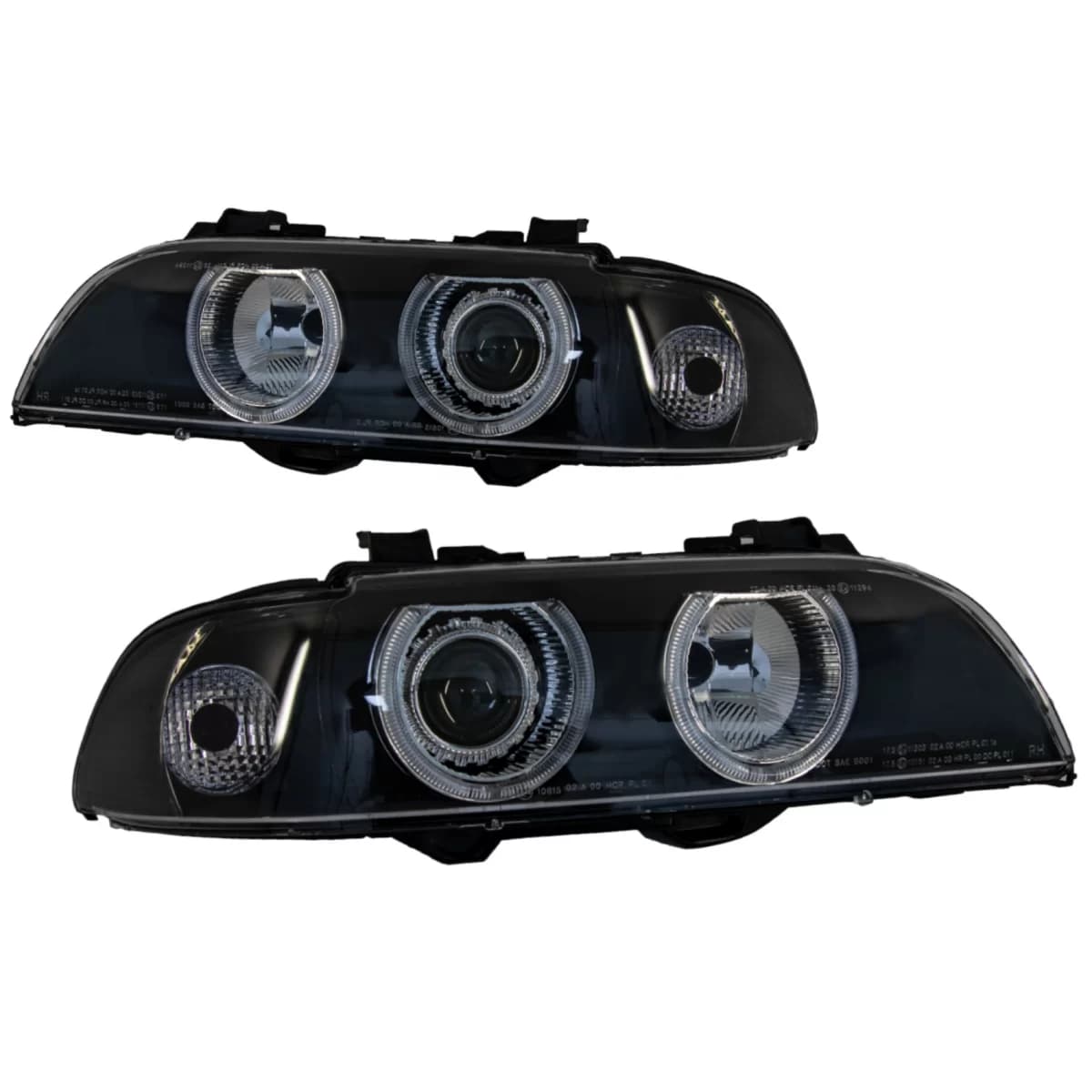 Angel Eyes Headlights suitable for BMW 5 Series E39 Sedan Touring (1996-2003) Black Grey Edition