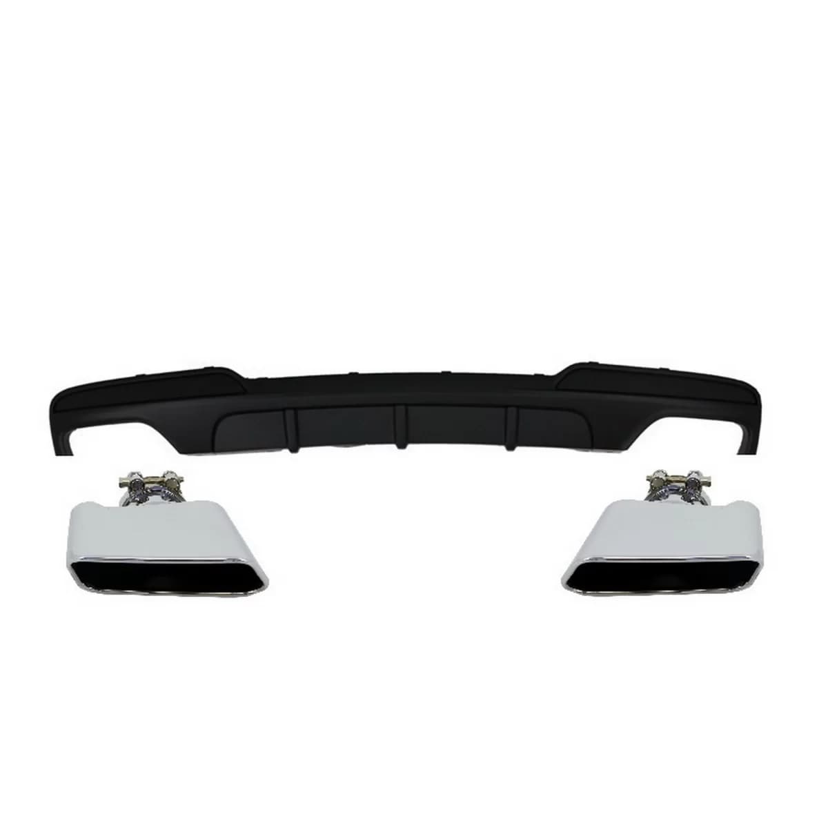 Double Outlet Air Diffuser suitable for BMW F10 5 Series (2011-2017) M-Performance Design with Exhaust Muffler Tips V8 LCI Square Design
