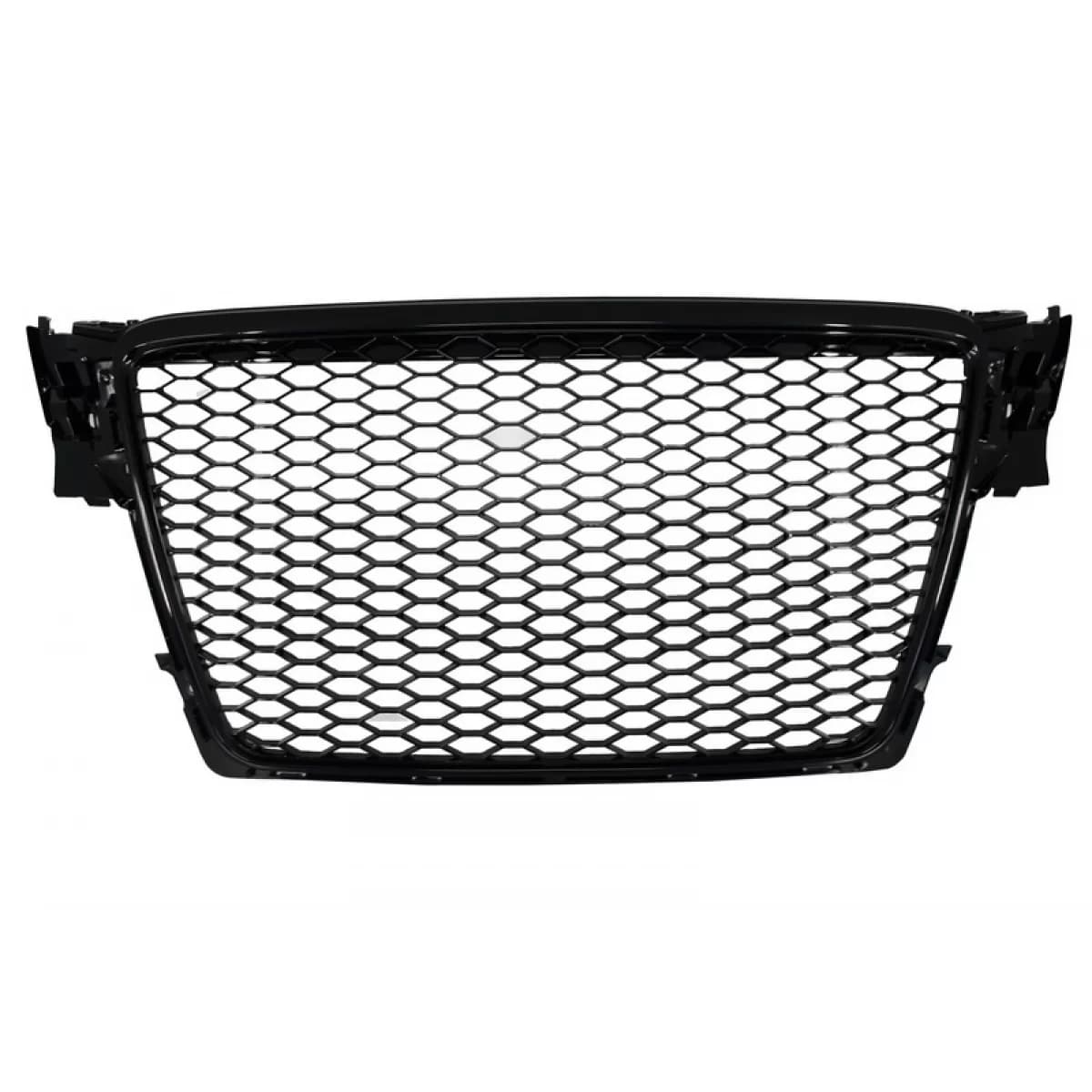 Badgeless Front Grille suitable for Audi A4 B8 (2007-2012) RS Design Piano Black