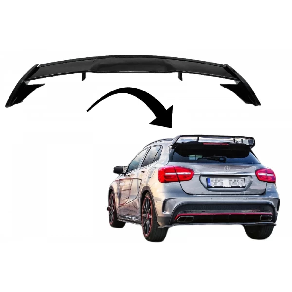 Roof Boot Lid Spoiler suitable for Mercedes GLA X156 (2014-2019) GLA45 Design Piano Black