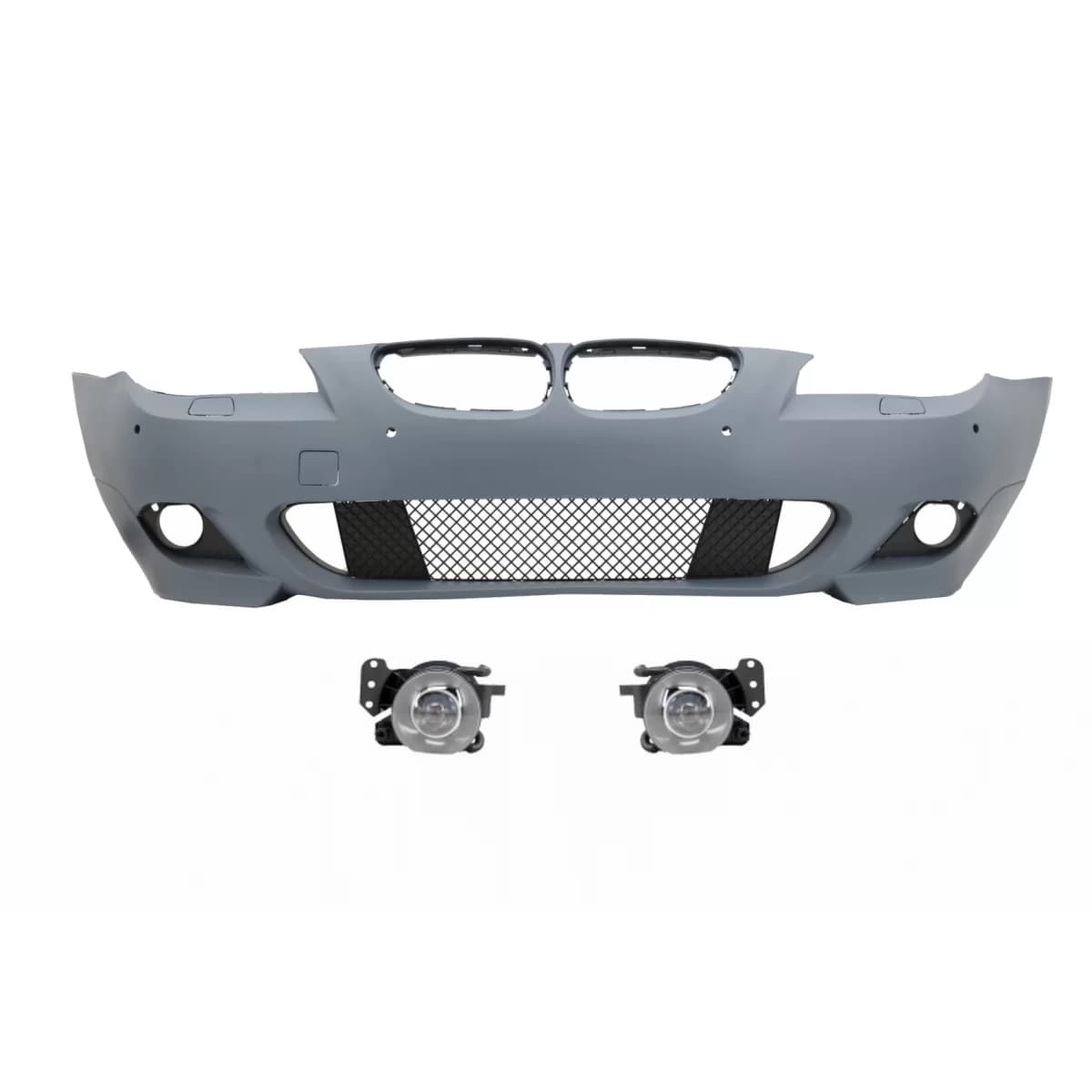 Front Bumper with PDC 18mm suitable for BMW 5 Series E60 E61 LCI (2007-2010) and Fog Lights Projectors M-Technik Design