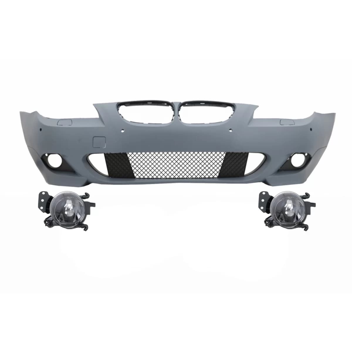 Front Bumper with PDC 18 mm suitable for BMW 5 Series LCI E60 E61 (2007-2010) and Fog Lights Projectors M-Technik Design