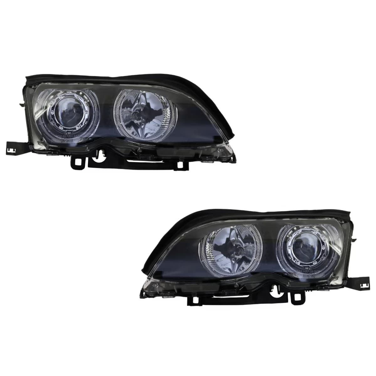 LED Angel Eyes Headlights suitable for BMW 3 Series E46 (09.2001-03.2005) Xenon Design Black