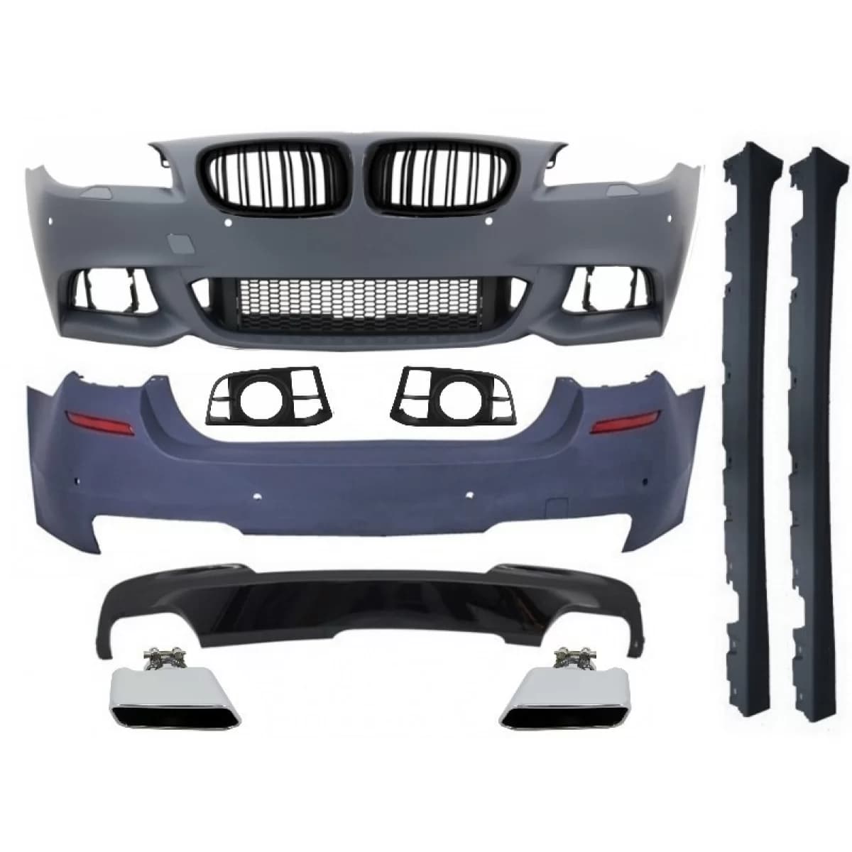 Complete Body Kit with Kidney Grilles suitable for BMW F10 5 Series (2014-2017) Facelift LCI M-Technik 550i Design Brilliant Black Edition