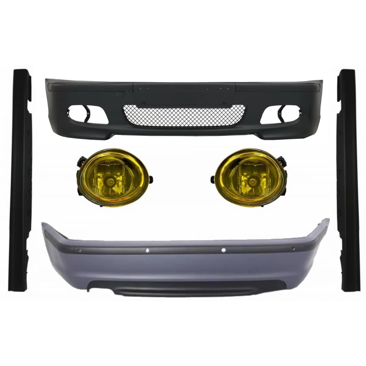 Body Kit suitable for BMW E46 Sedan (1998-2004) Bumper With PDC Side Skirts + Fog Lights Yellow M-Technik Design