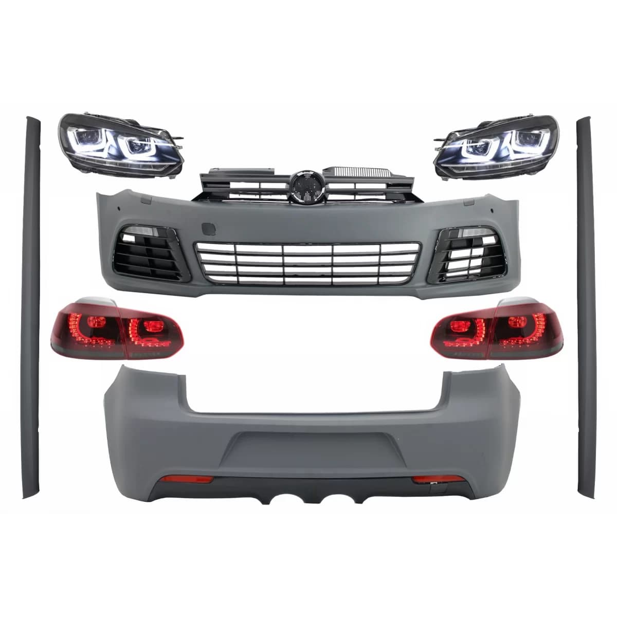 Complete Body Kit suitable for VW Golf VI 6 MK6 (2008-2013) R20 Design with Headlights and Taillights Dynamic Turning Light