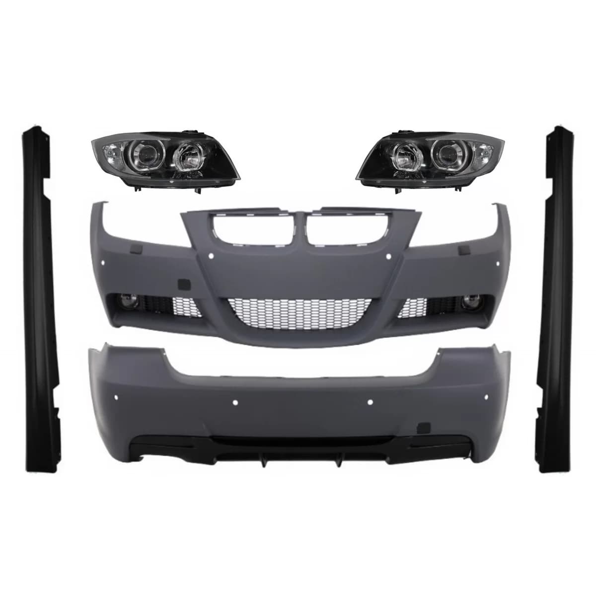 Complet Body Kit suitable for BMW 3 Series E90 (2005-2008) M-Technik M-Performance Design with Headlights Angel Eyes Black