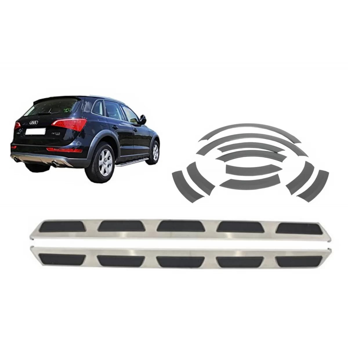 Running boards Side Steps suitable for AUDI Q5 8R (2008-2013) with Fender Flares Wheel Arches Extensions Trims OE Design