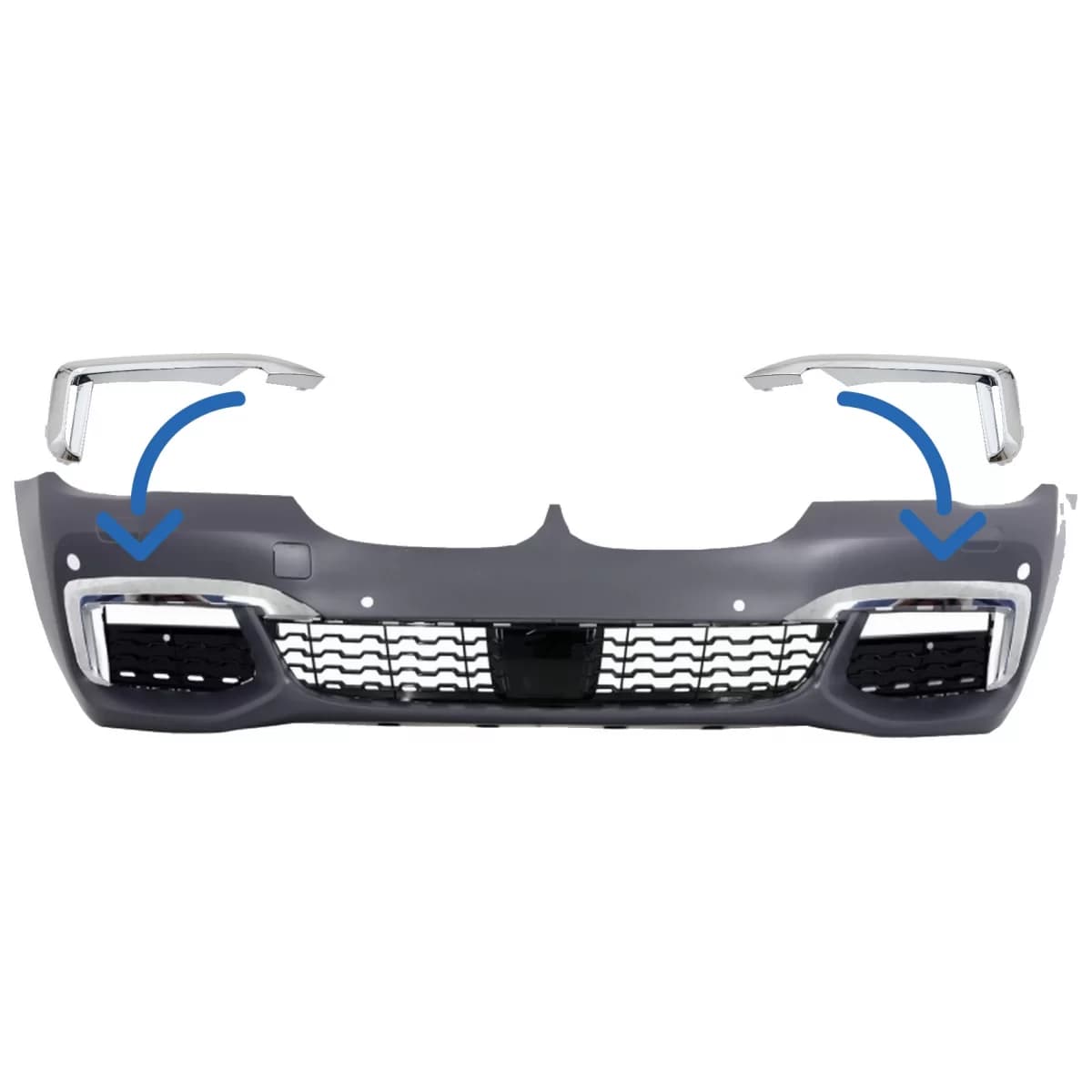 Front Chrome Trims Garnish suitable for BMW 7 Series G12 G11 (2015-02.2019) only M-Tech M-Sport Bumper