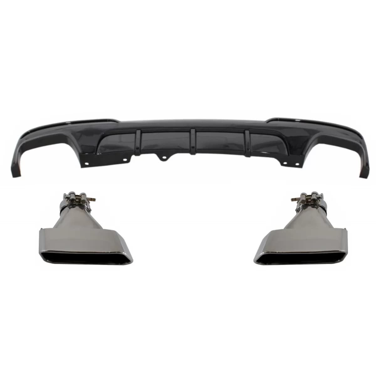 Double Outlet Air Diffuser suitable for BMW 5 Series F10 F11 (2011-2017) with Exhaust Muffler Tips M-Performance Design Piano Black