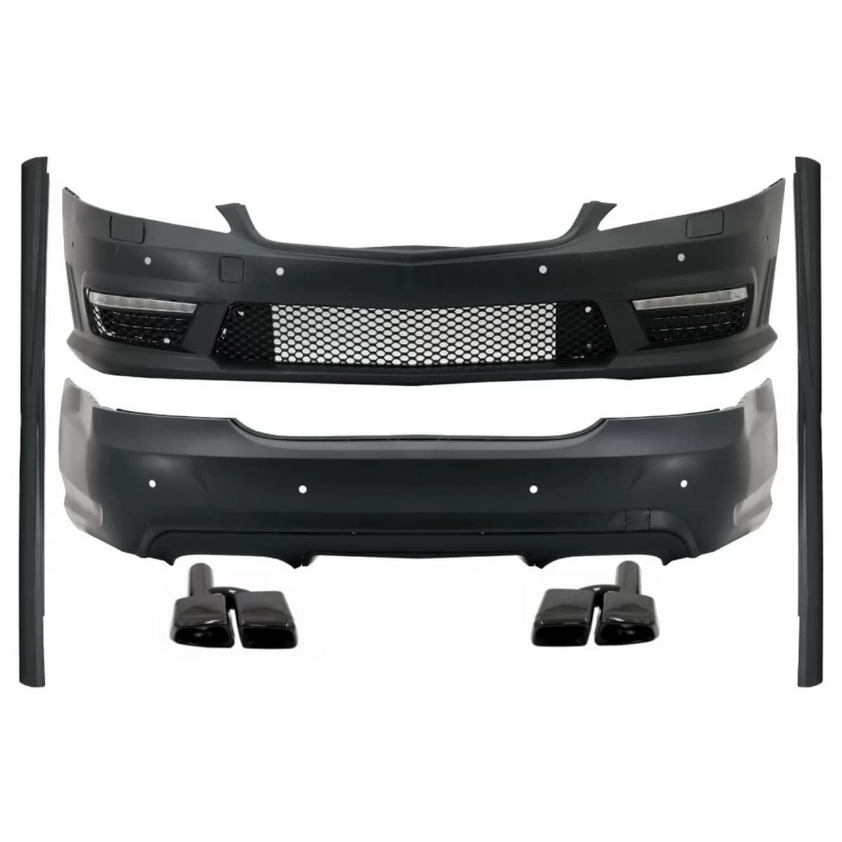 Complete Body Kit suitable for Mercedes S-Class W221 (2005-2011) LWB with Exhaust Muffler Tips Black