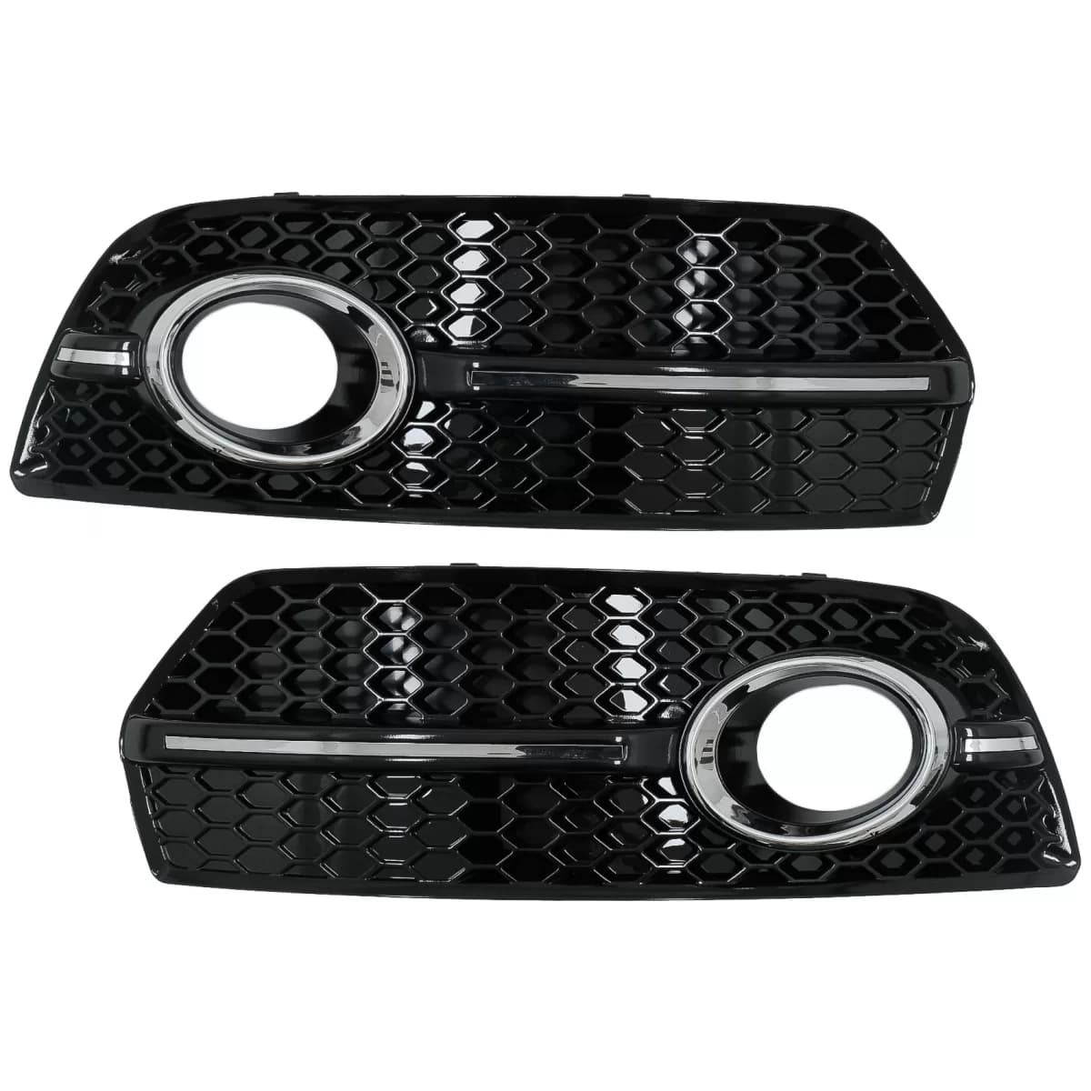 Fog Lamp Covers Side Grilles suitable for Audi Q5 SUV 8R (2008-2011) RS Design Piano Black Chrome