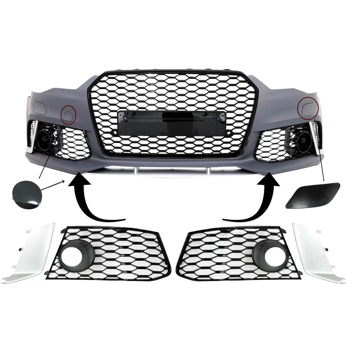 Front Bumper Parts suitable for Audi A6 C7 4G Facelift (2011-2018) RS6 Design