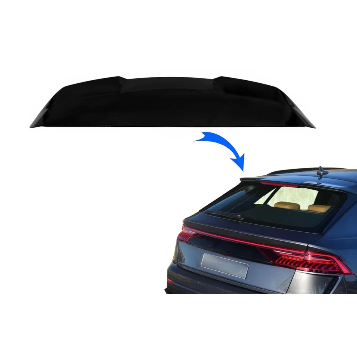 Rear Roof Spoiler suitable for Audi Q8 SUV (2018-up) RS Design Piano Black