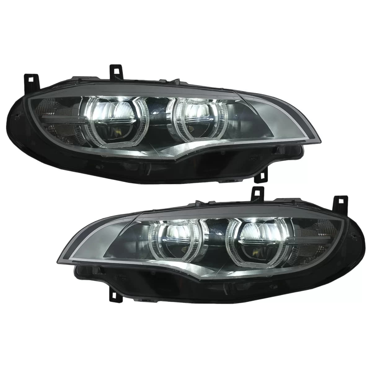 LED Headlights Xenon Angel Eyes 3D Dual Halo Rims suitable for BMW X6 E71 (2008-2012)