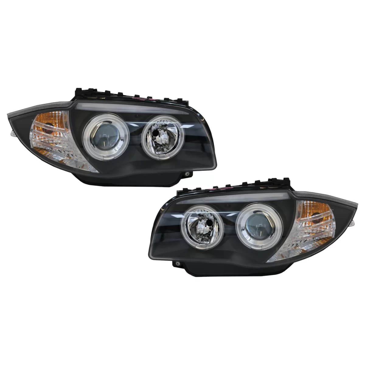 CCFL Angel Eyes Headlights suitable for BMW 1 Series E87 E81 E82 E88 (2004-2011) Black