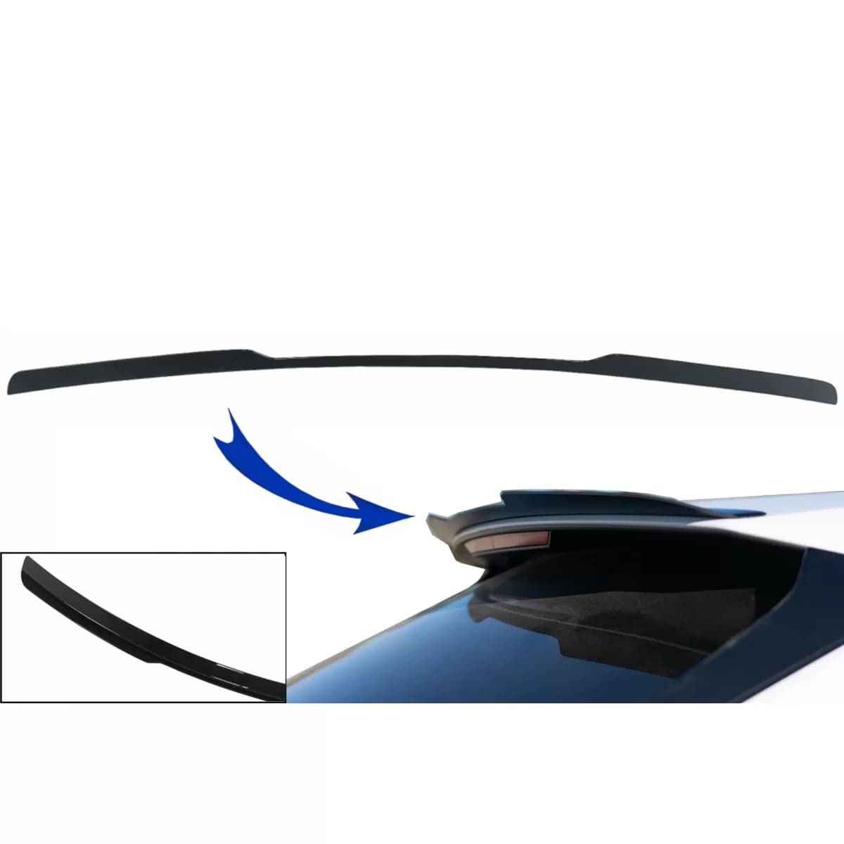 Roof Spoiler Cap suitable for Audi Q8 SUV (2018-up) Sport Design Piano Black Add-On