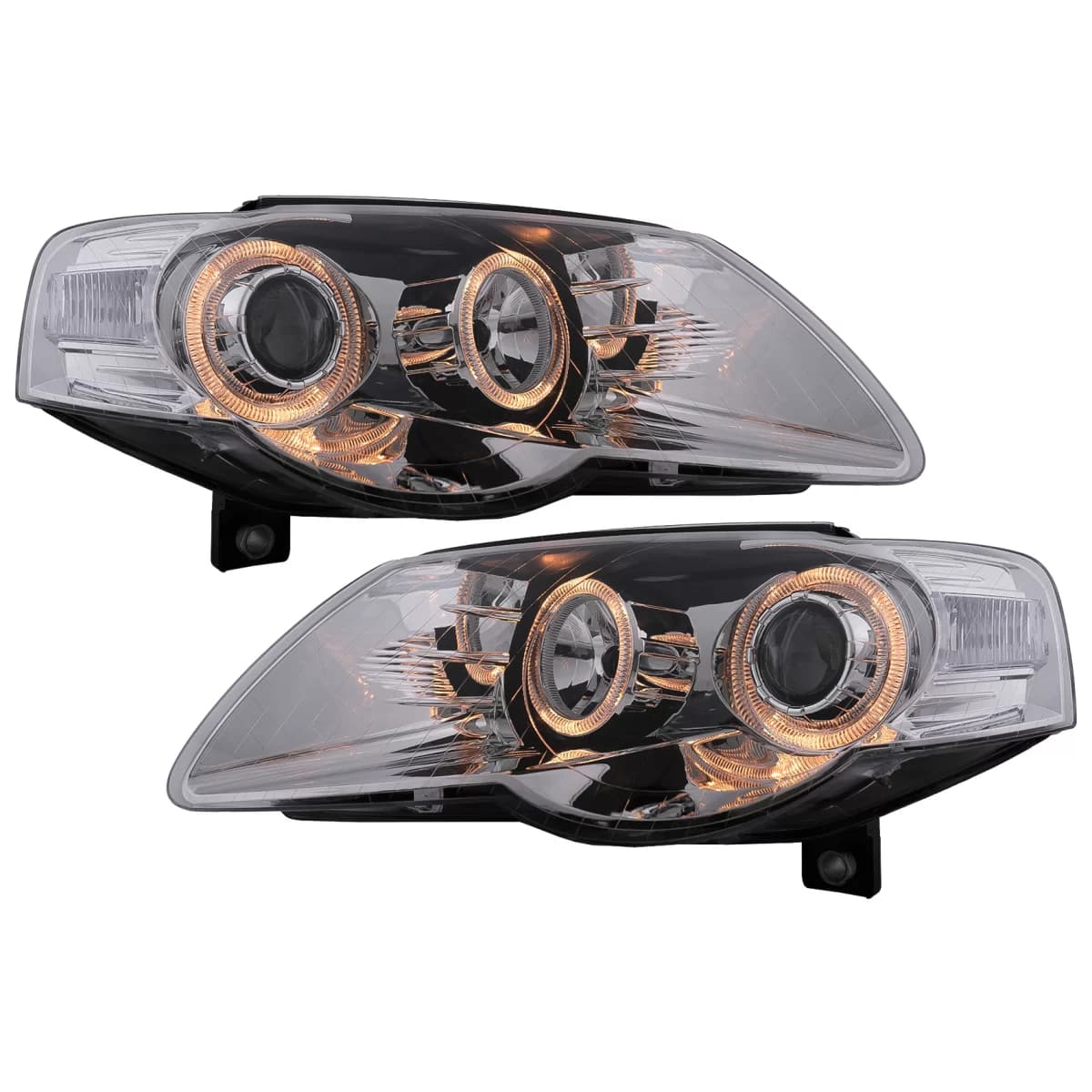 Angel Eyes Headlights suitable for VW Passat B6 3C (03.2005-2010) Chrome LHD or RHD