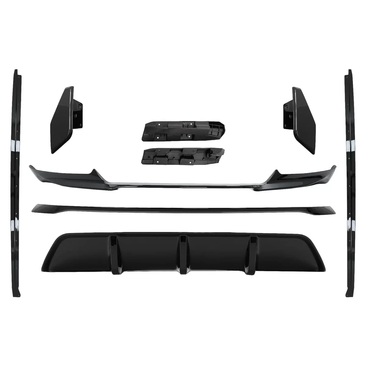Aero Body Kit Front Bumper Lip and Air Diffuser suitable for BMW X6 F16 LCI (2015-2019) M Technik Sport Piano Black