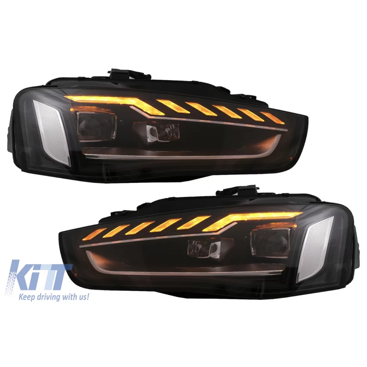 Full LED Headlights suitable for Audi A4 B8.5 Facelift (2012-2015) Dynamic Sequential Turning Light Black A4 B9.5 Design