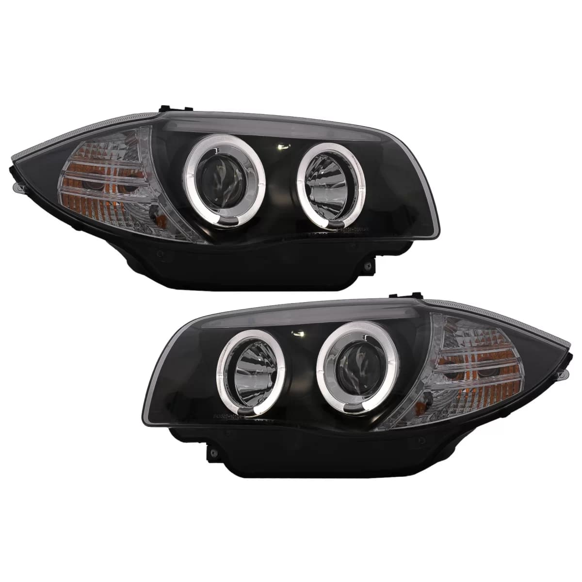 Angel Eyes Headlights suitable for BMW 1 Series E81 E82 E87 E88 (2004-2011) Black