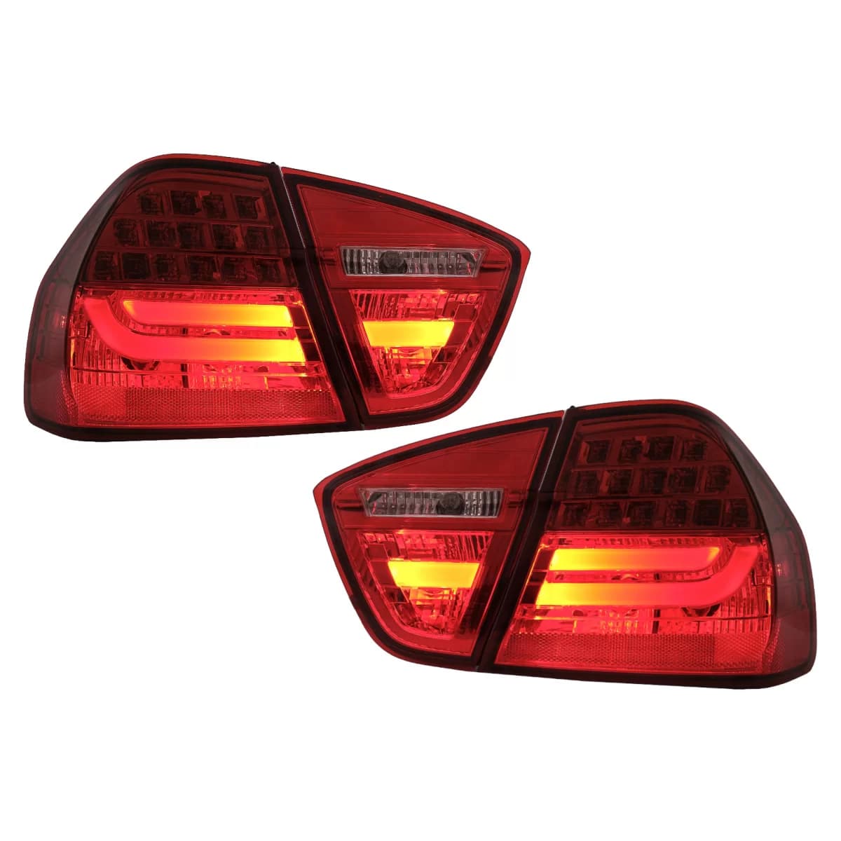 LED Taillights suitable for BMW 3 Series E90 (2005-2008) LED Light Bar LCI Design Red Clear