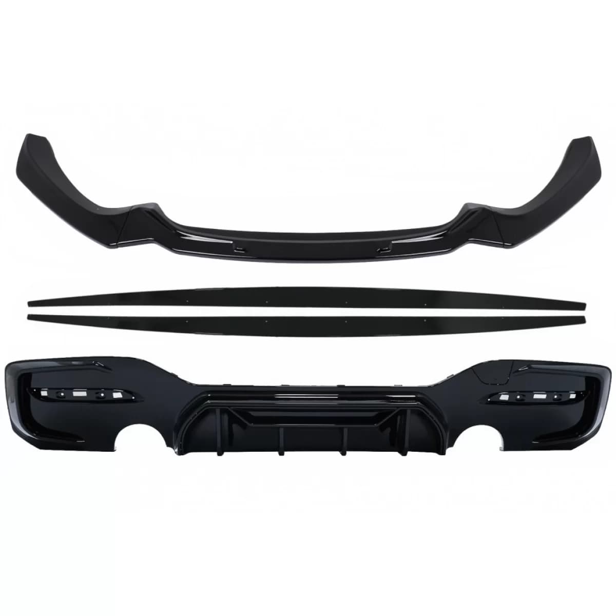 Front Bumper Lip Spoiler suitable for BMW 1 Series F20 F21 LCI (2015-2019) with Rear Bumper Spoiler Valance Diffuser and Side Skirts Extensions Hatchback M Sport Piano Black