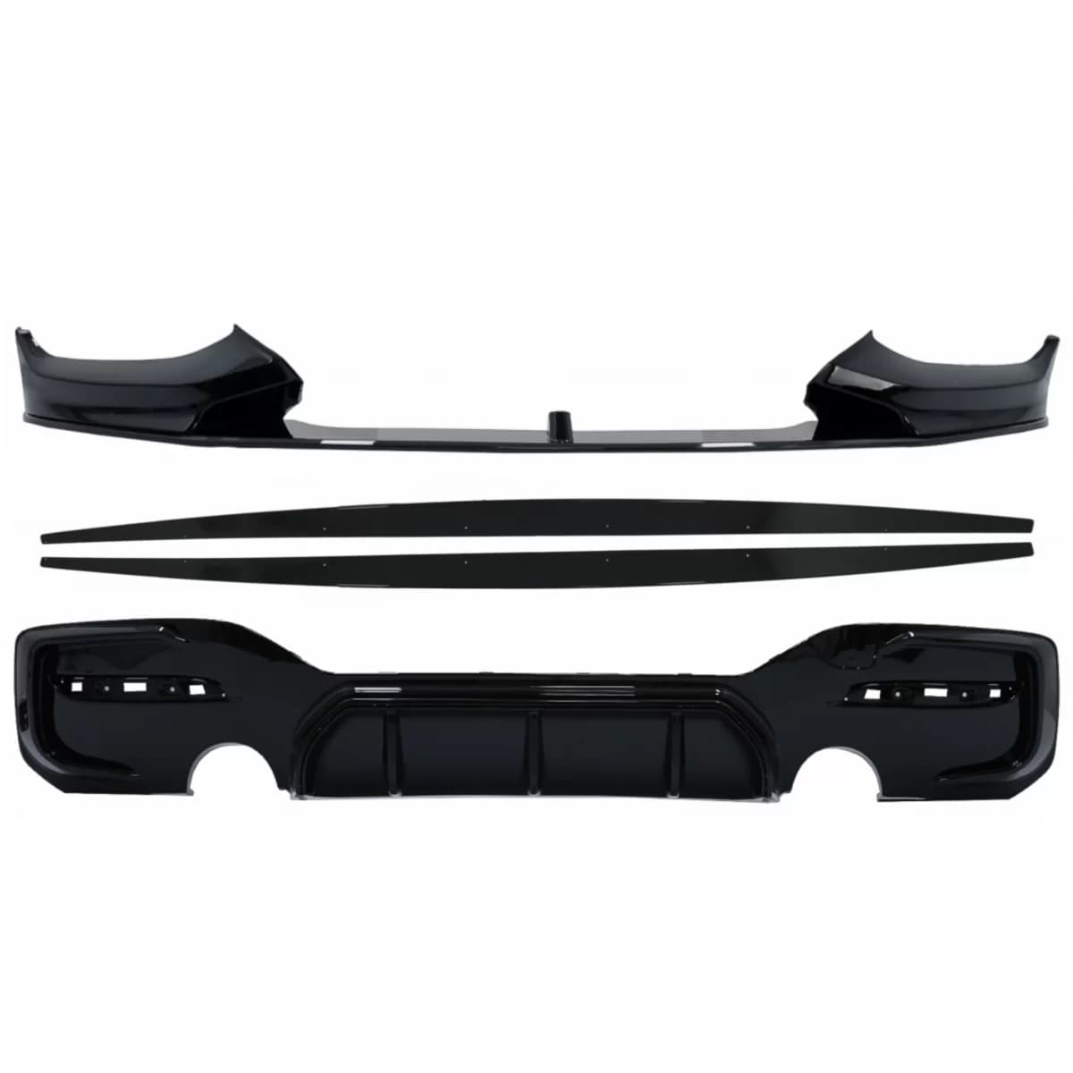 Front Bumper Lip Spoiler suitable for BMW 1 Series F20 F21 LCI (2015-2019) with Rear Bumper Spoiler Valance Diffuser and Side Skirts Extensions Hatchback M Sport Piano Black