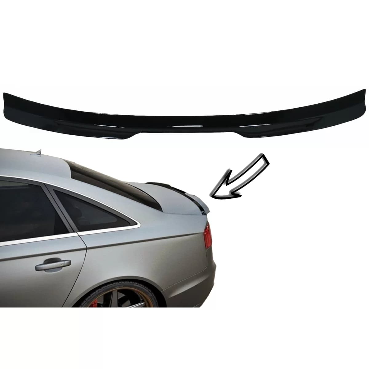 Trunk Spoiler suitable for Audi A6 C7 4G Sedan 4 Doors (2011-2018) Piano Black