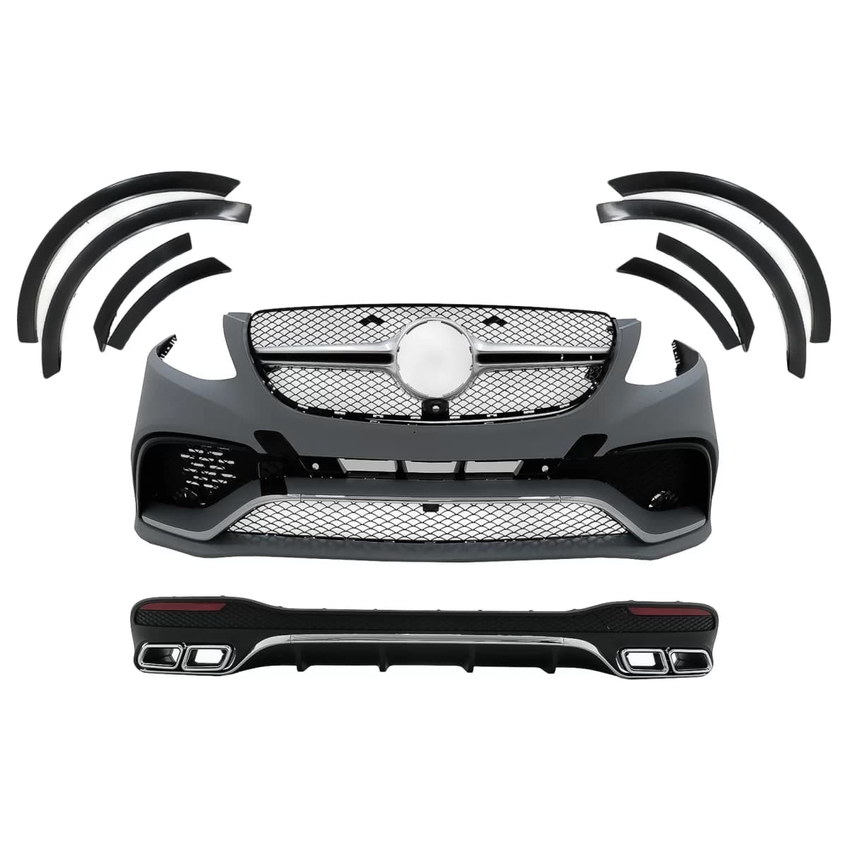 Complete Body Kit suitable for Mercedes GLE W166 SUV (2015-2018) Black Chrome