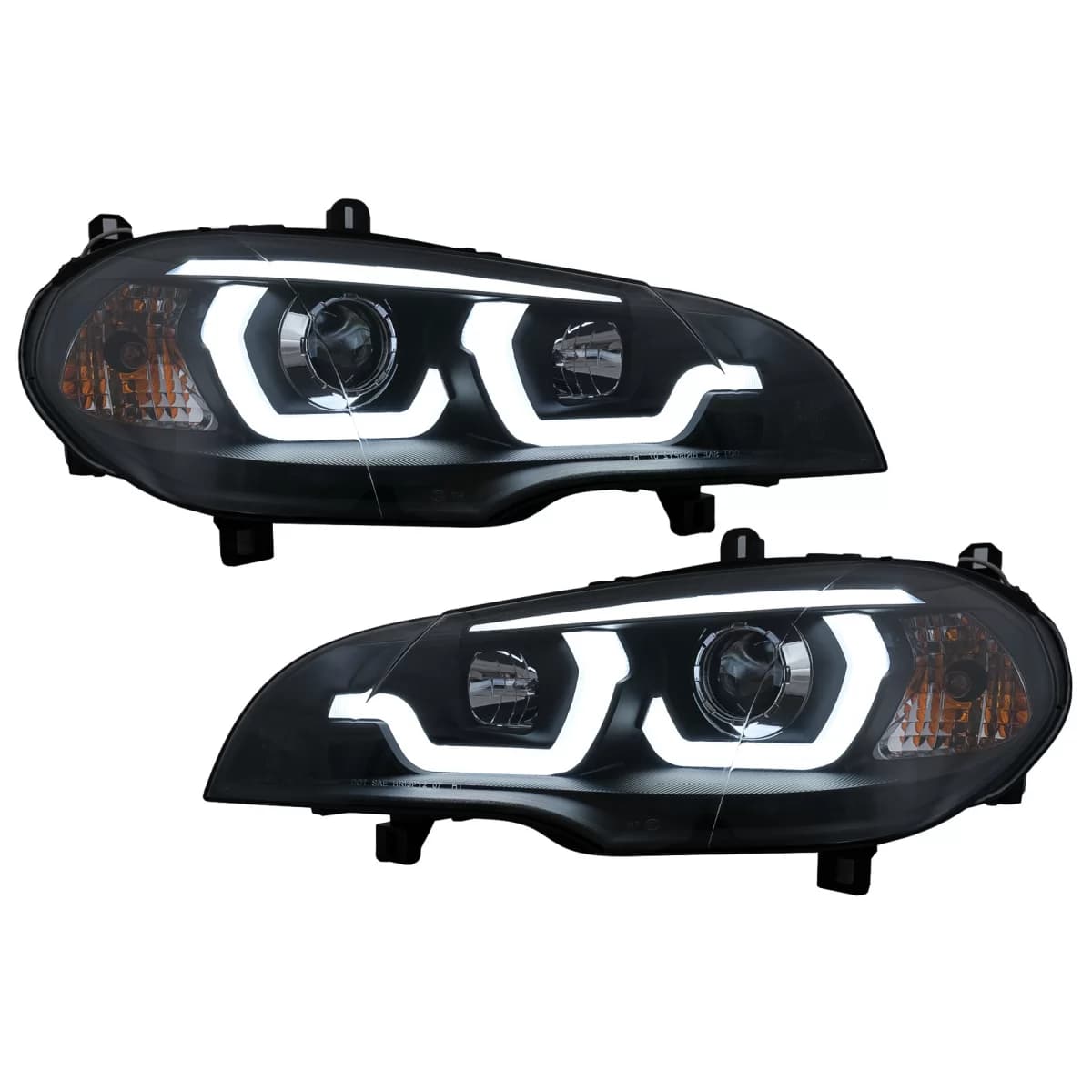Tube Light LED DRL Angel Eyes Headlights suitable for BMW X5 E70 (2007-2013) Black