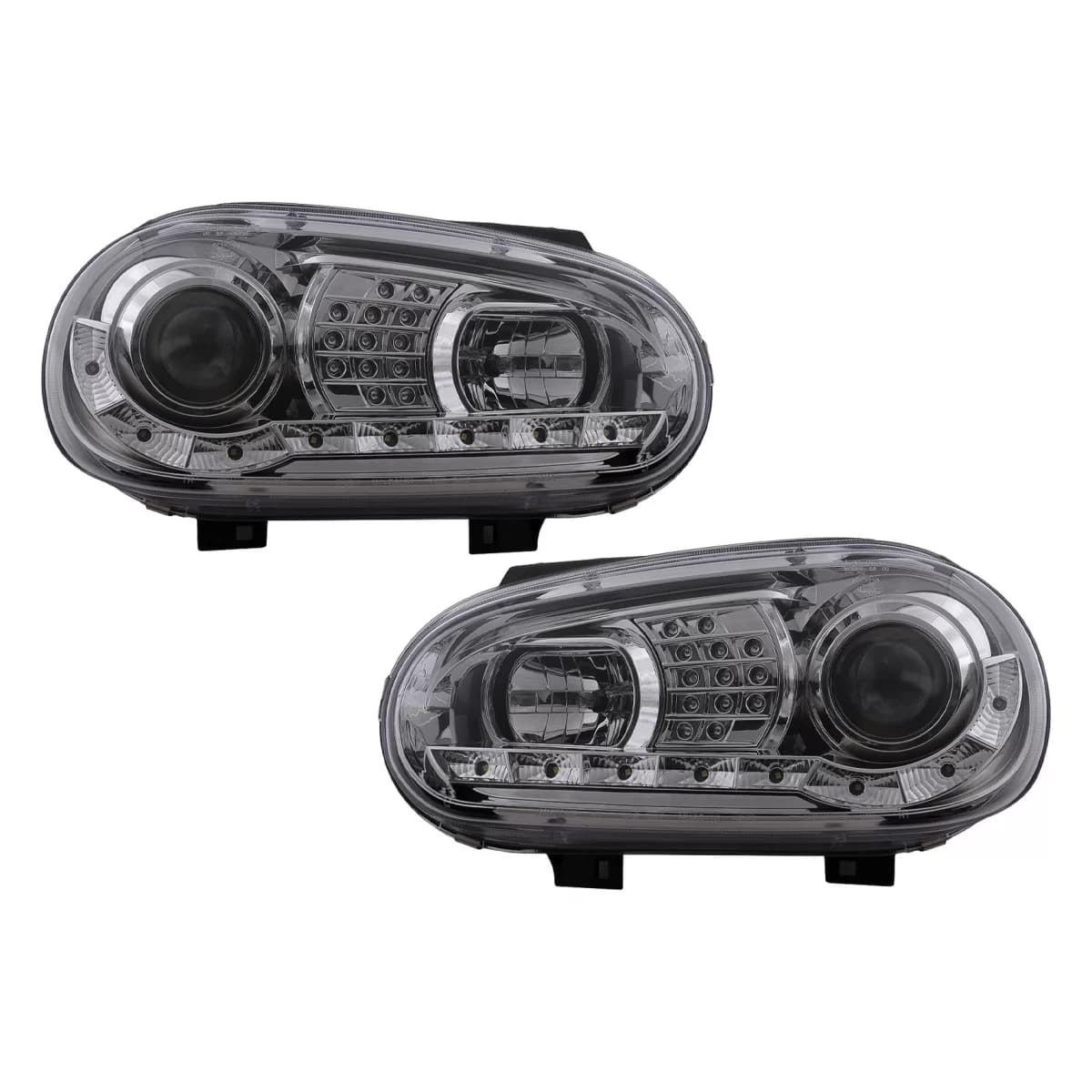 LED DRL Headlights suitable for VW Golf IV 4 (09.1997-09.2003) Chrome