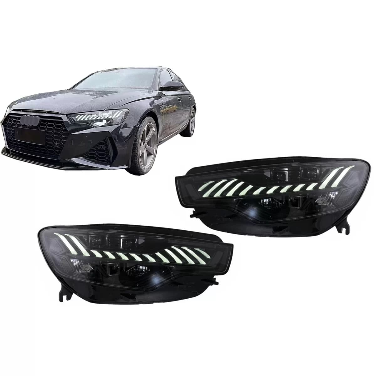 LED Headlights suitable for Audi A6 4G (2011-2014) Facelift Design conversion from Xenon to LED