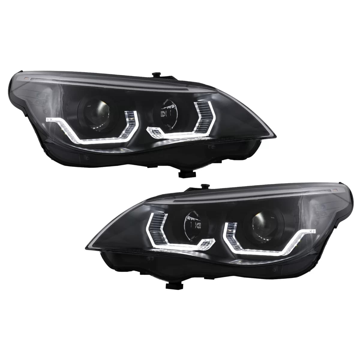 3D LED Angel Eyes Headlights suitable for BMW 5 Series E60 E61 (2003-2007) LCI Design
