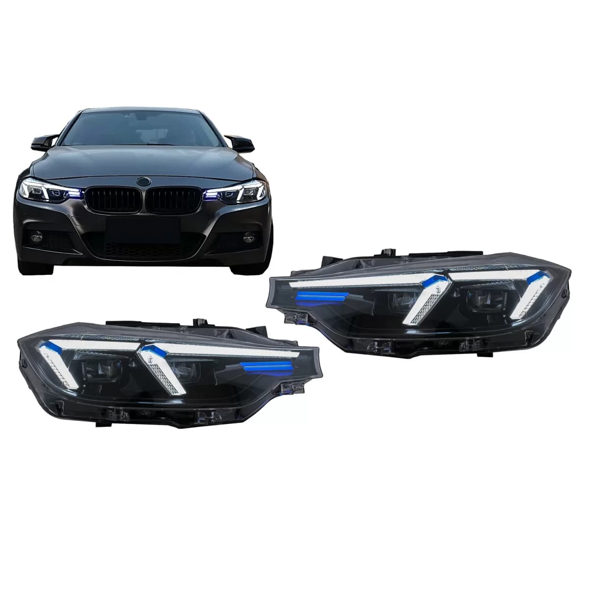 LED Headlights suitable for BMW 3 Series F30 F31 Sedan Touring (10.2011-2019) Upgrade to G20 2024 Design
