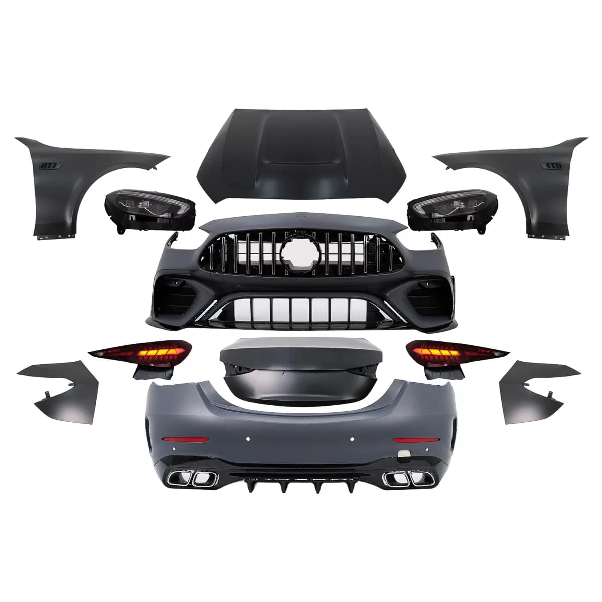Upgrade Body Kit suitable for Mercedes C-Class W205 (2014-2018) Conversion to C-Class W206 C63 Design