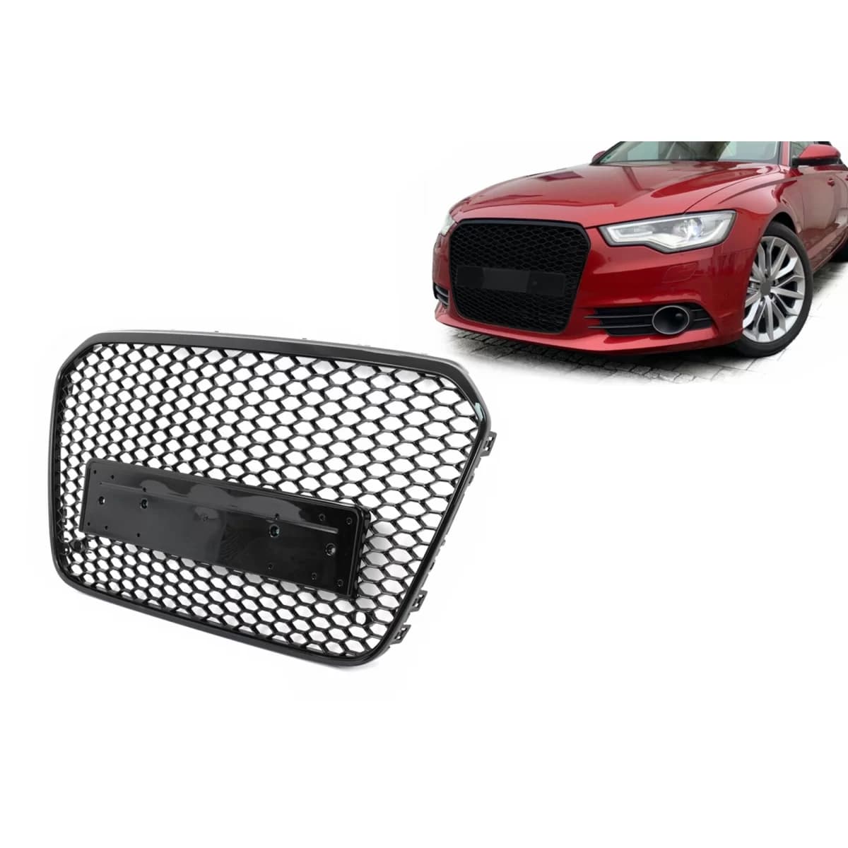 Front Badgeless Grille suitable for Audi A6 C7 4G (2011-10.2014) Shiny Black