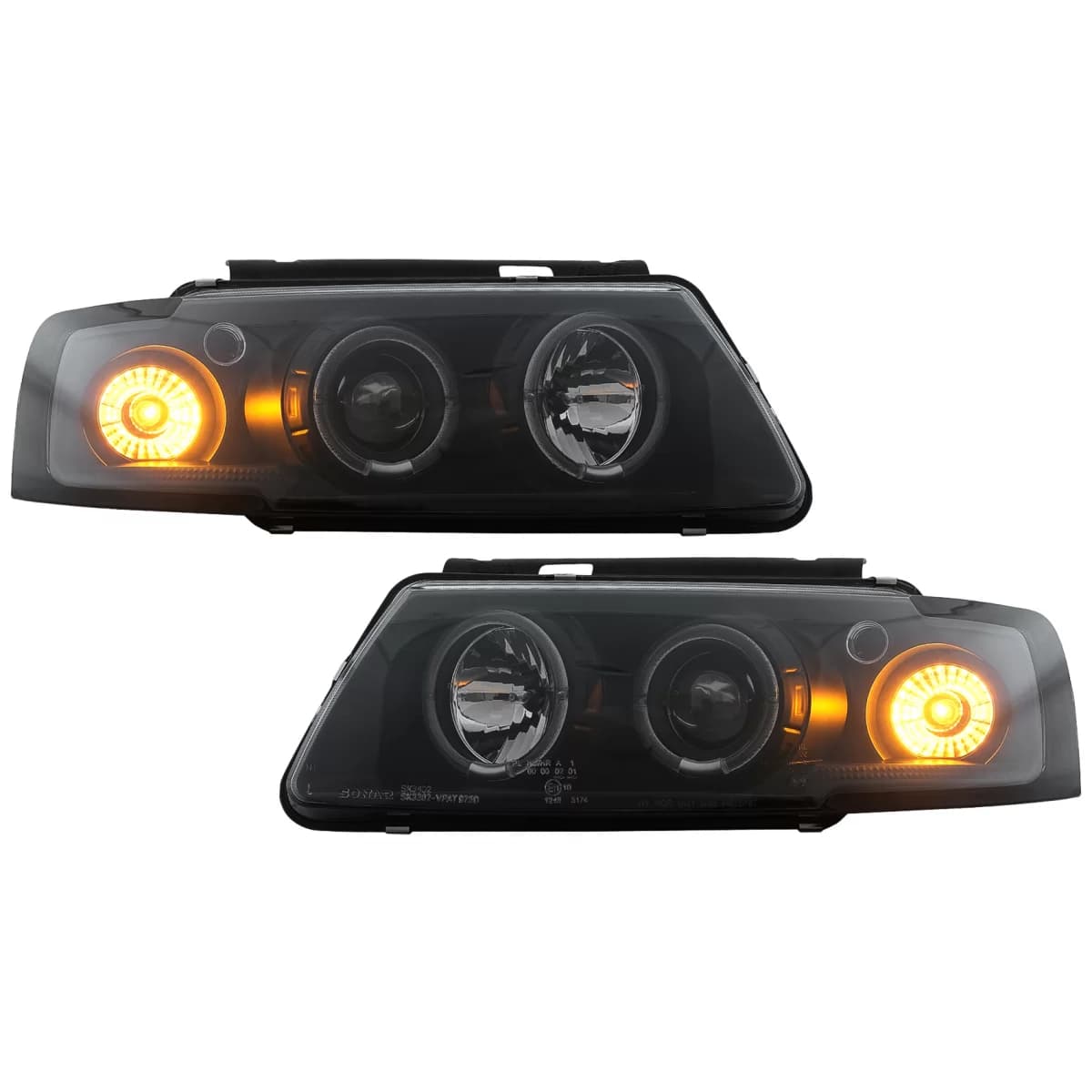 Headlights suitable for VW Passat B5 3B (11.1996-08.2000) Angel Eyes Black