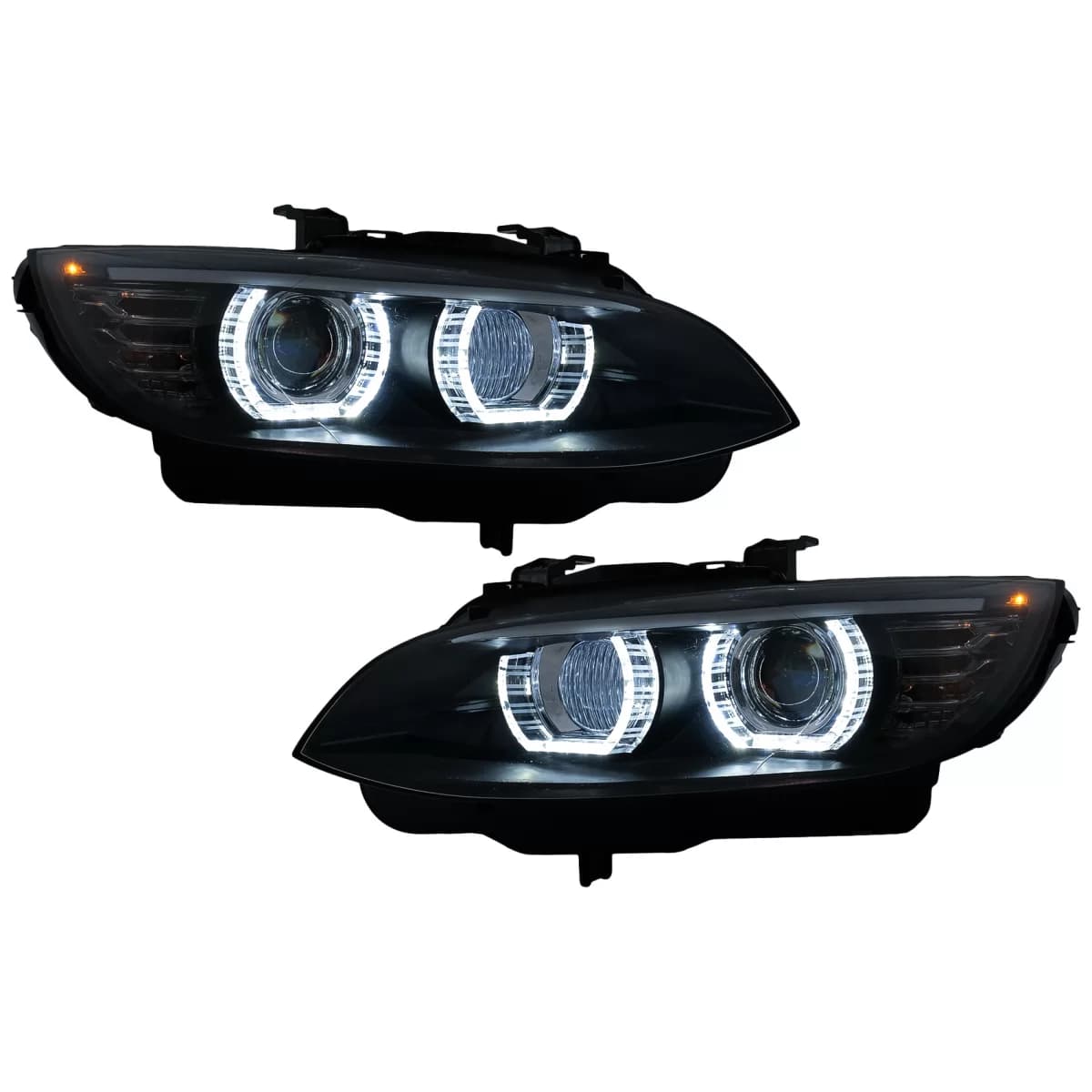 LED Angel Eyes Headlights suitable for BMW 3 Series E92 E93 (2006-2010) with Xenon Black