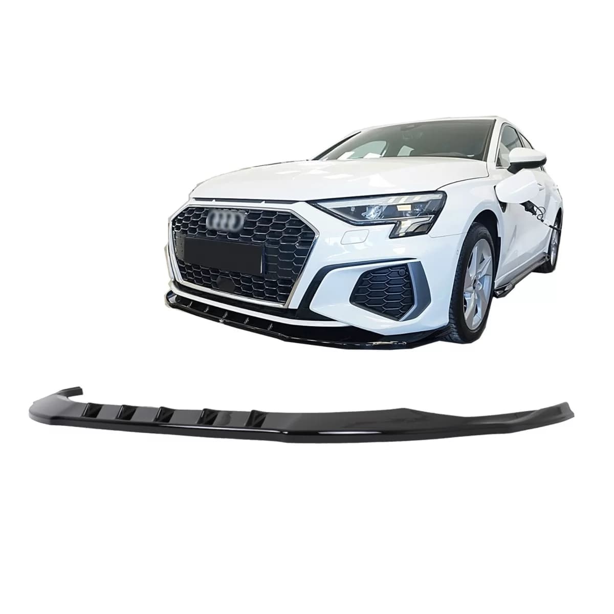 Front Bumper Spoiler Lip suitable for Audi A3 8Y S-Line S3 (2020-2024) Sedan Sportback RS3 Design