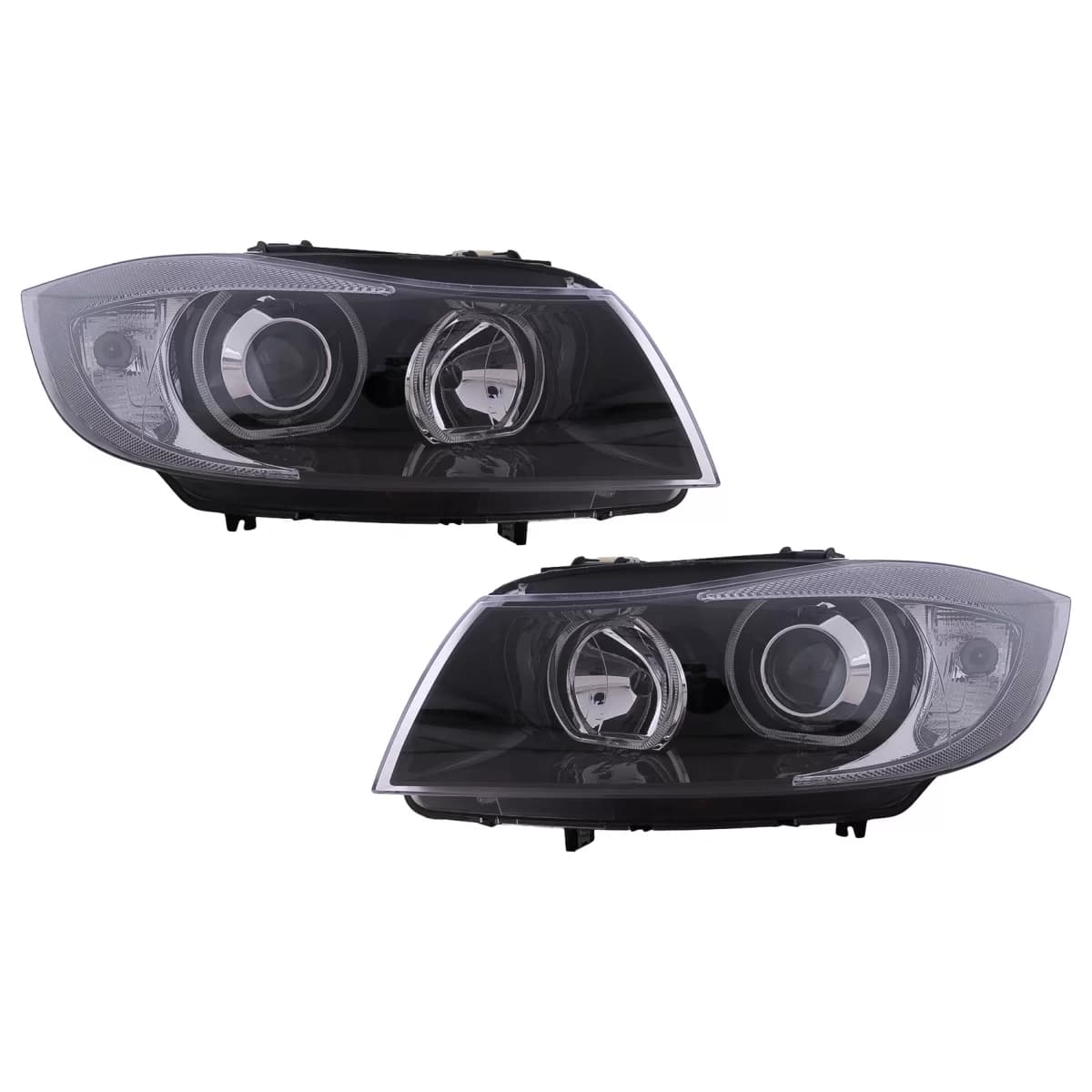 Angel Eyes Headlights suitable for BMW 3 Series E90 E91 (03.2005-2011) Black