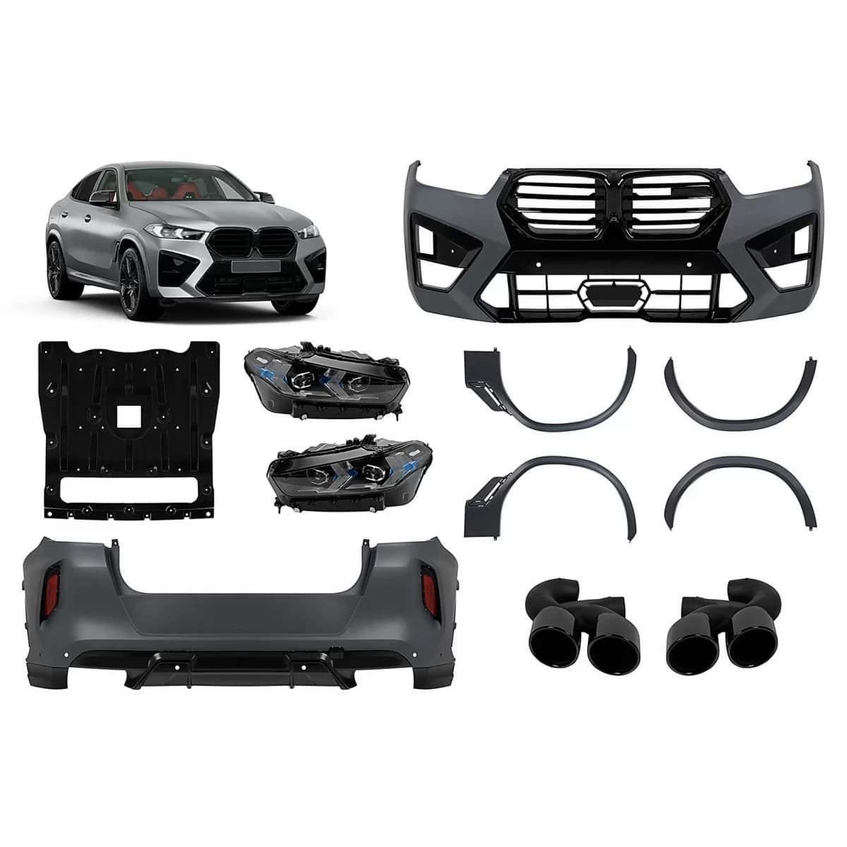 Complete Body Kit suitable for BMW X6 G06 (2019-up) conversion to LCI 2023 X6M Design