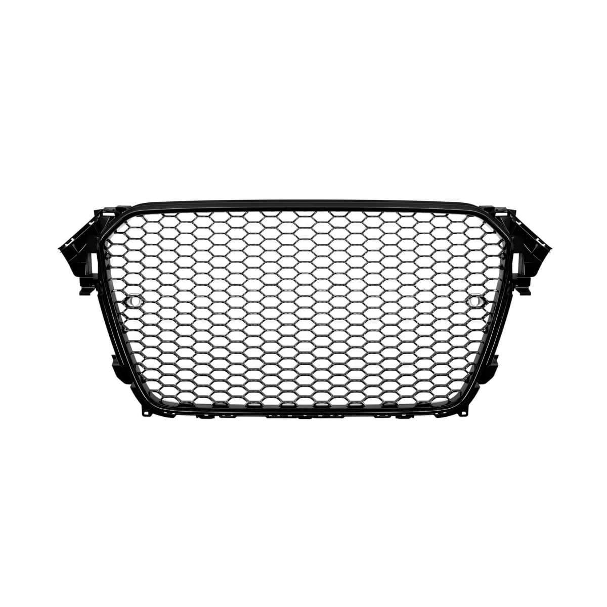 Black lacquer RS type grille suitable for Audi A4 B8 sedan, wagon after 2013 with emblem base, PDC holders, and license plate panel