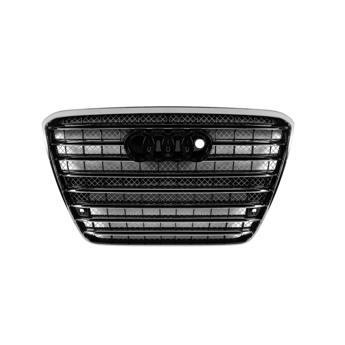 Chrome/black W12 type front grille suitable for AUDI A8 2011-2014 with night vision port, with PDC, suitable for standard bumper
