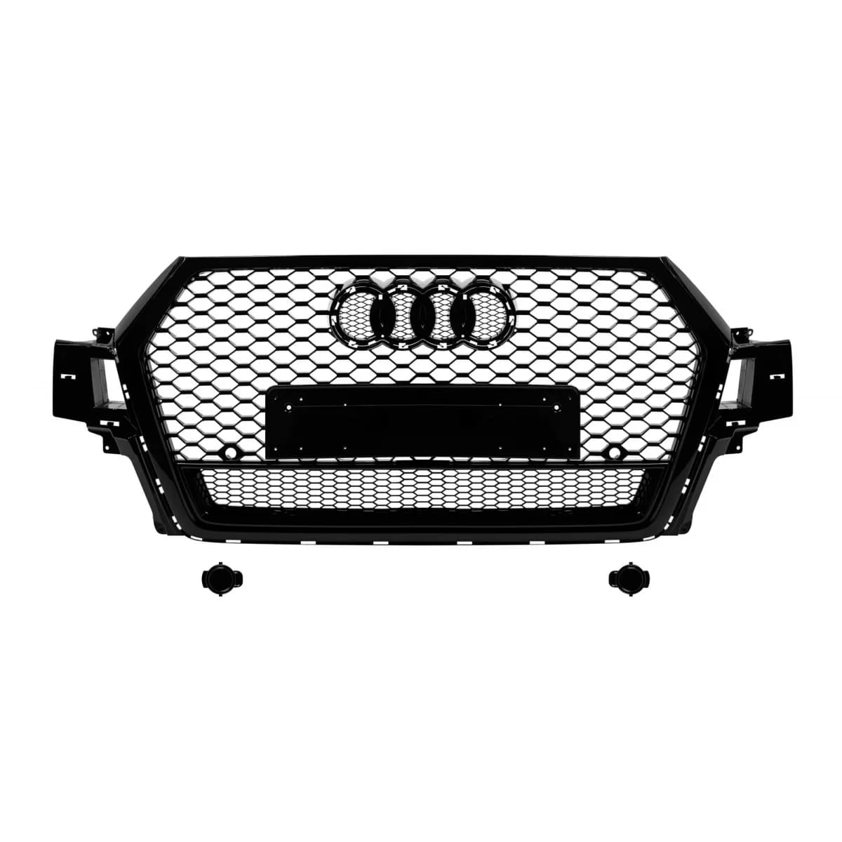 Black lacquer RSQ7 type grille suitable for Audi Q7 2015-2019 with parking sensor openings