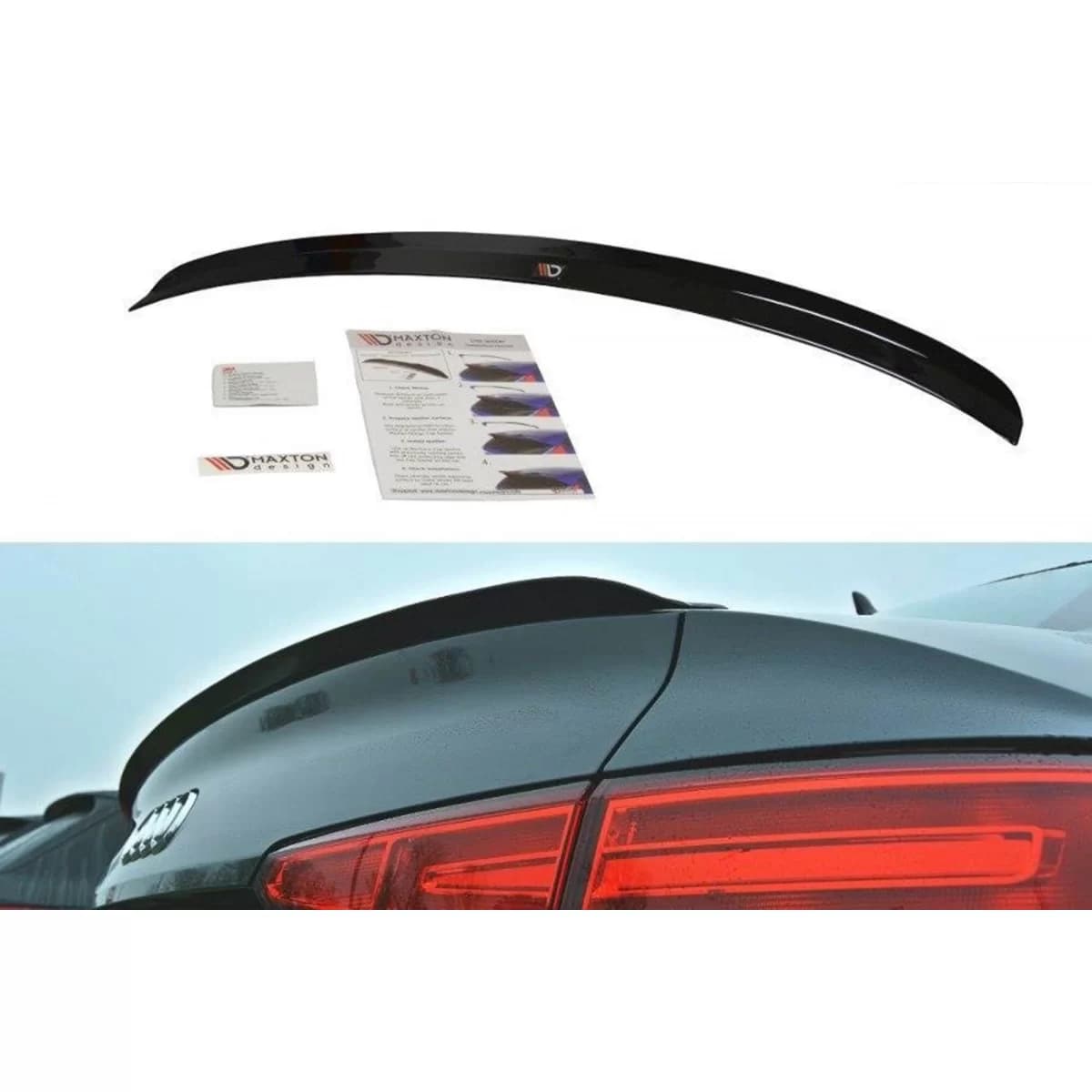 Maxton Design S-Line type spoiler suitable for Audi A4 B9 sedan 2015-2019, black lacquer