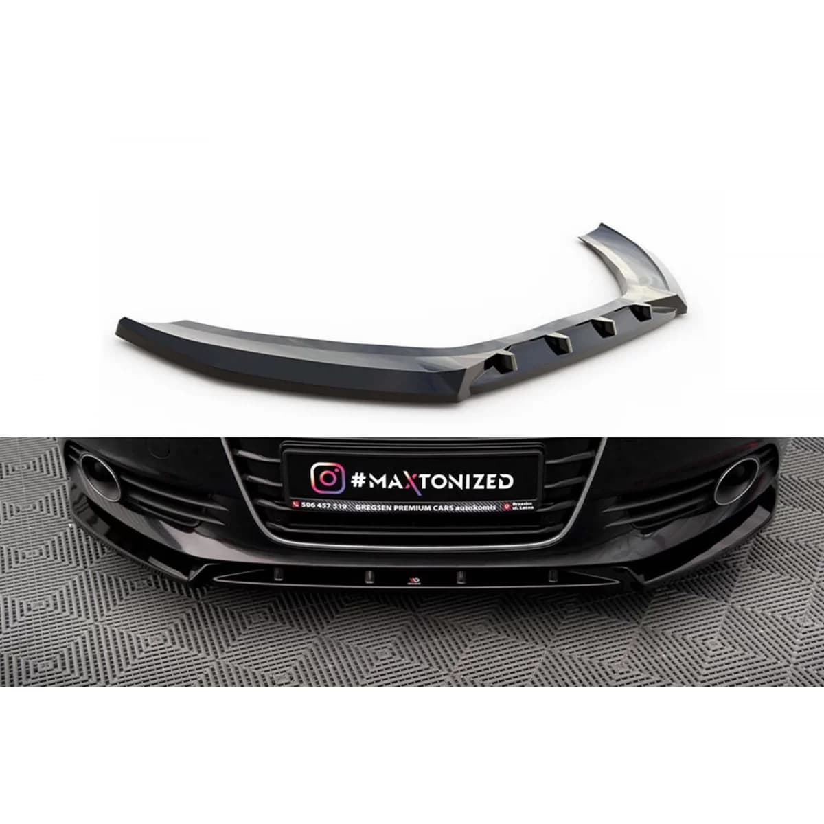 Maxton Design front bumper spoiler, version 2, suitable for Audi A6 C7 sedan/Avant (2011–2014), gloss black