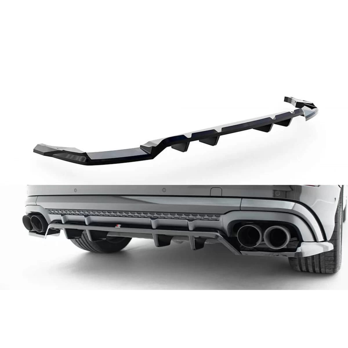 Maxton Design version 2 spoiler suitable for rear bumper of Audi SQ8, Q8 S-Line after 2023, black lacquer